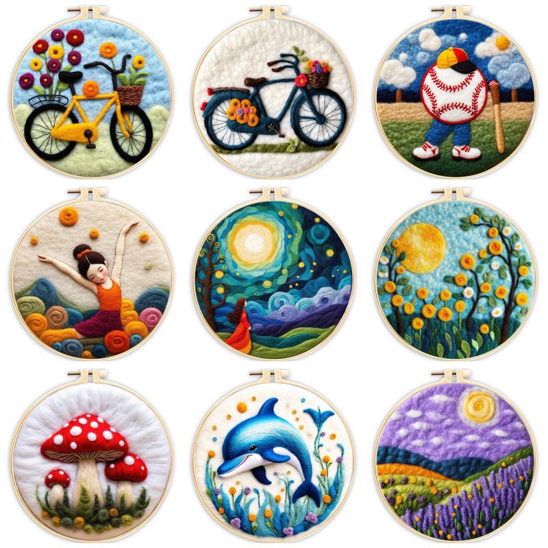 Printed Embroidery Kit - RUOPOTY велосипедный узор Сделай Сам шерстяной