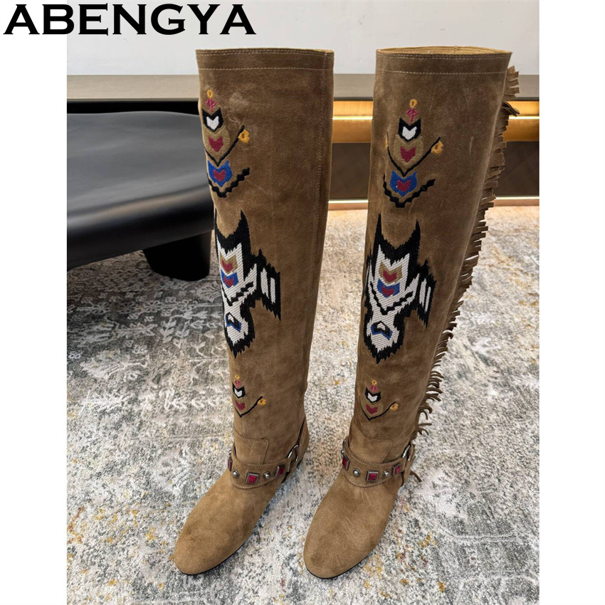 Embroidery Yes - ABENGYA/2026, новые зимние сапоги до колена,