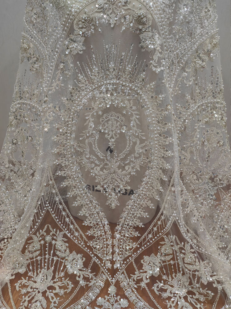 Embroidery White Dress - 1 ярд, белая сетчатая марлевая ткань