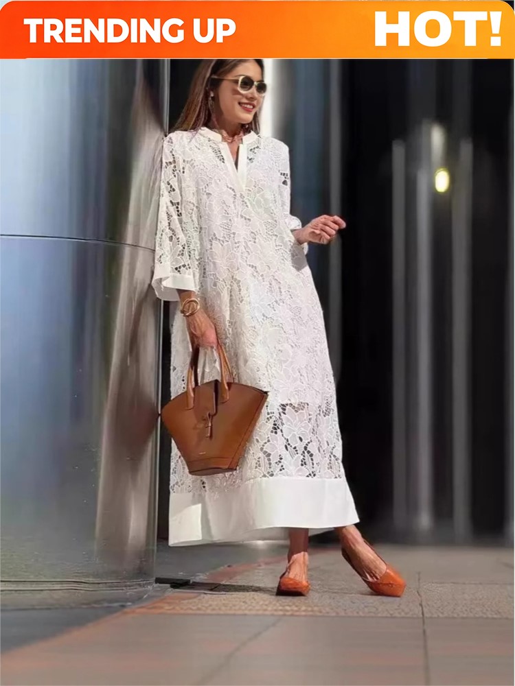 Embroidery White Dress - Белое платье с вышивкой и кружевом