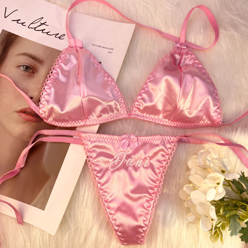 Embroidery Underwear - Комплект из 2 предметов: трусики-стринги и