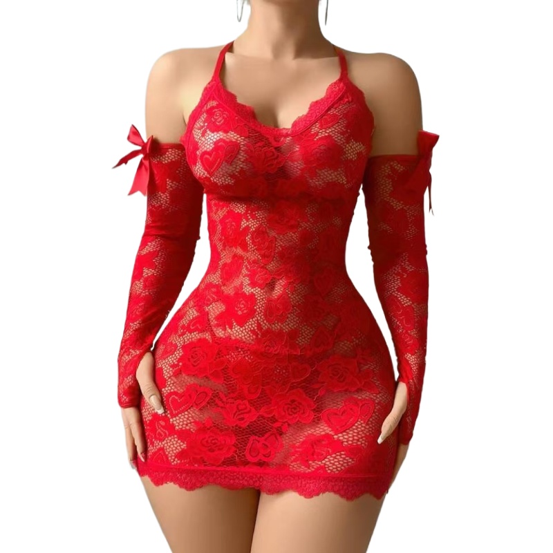 Embroidery Underwear - Женское сексуальное кружевное ночное платье, прозрачное