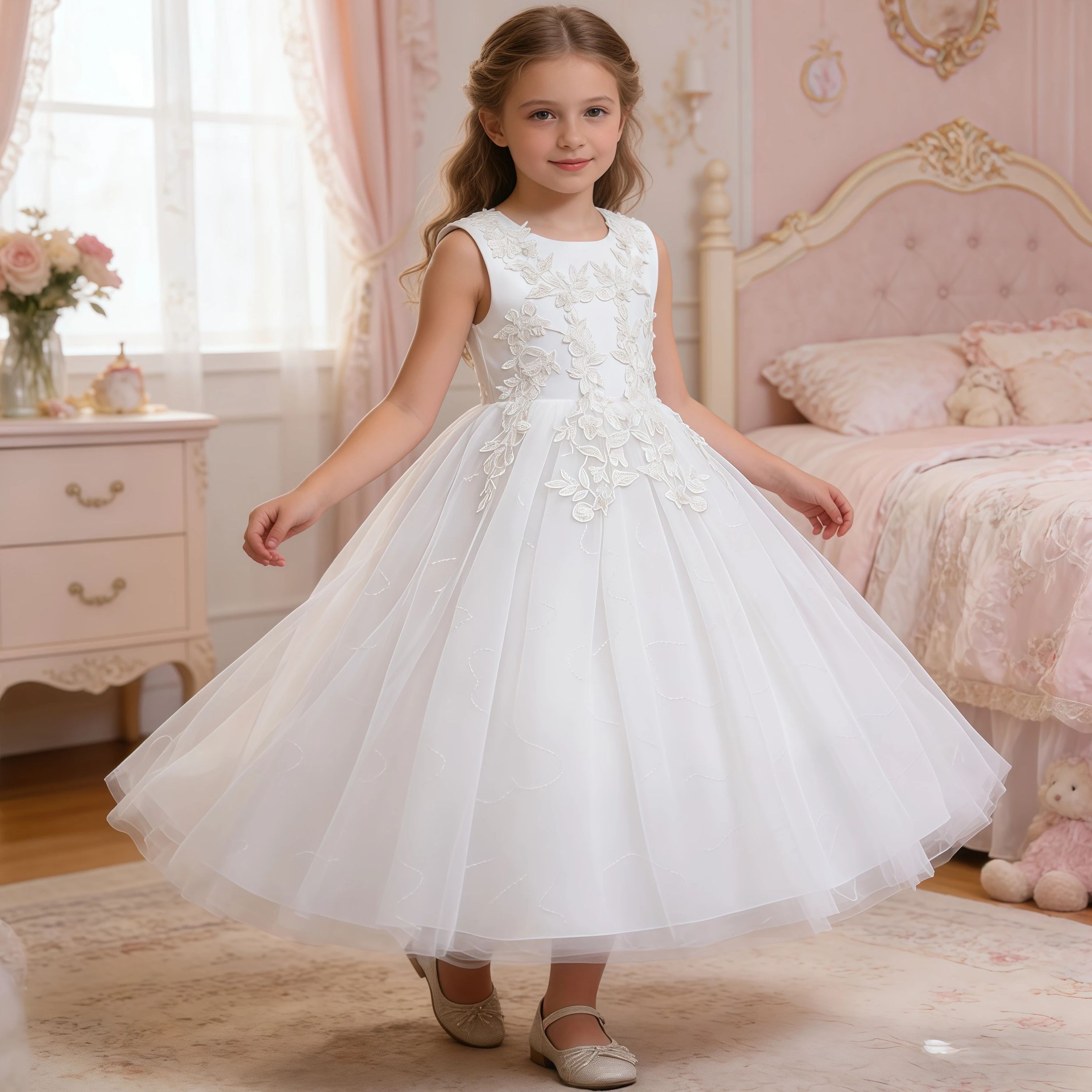 Длинное белое платье для девоч – обзор и цена Embroidery White Dress