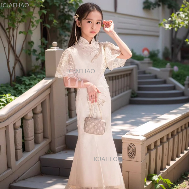Белое детское платье-ципао в к – обзор и цена Embroidery White Dress