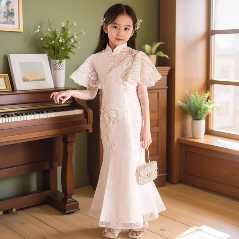 Белое детское платье-ципао в к – обзор и цена Embroidery White Dress