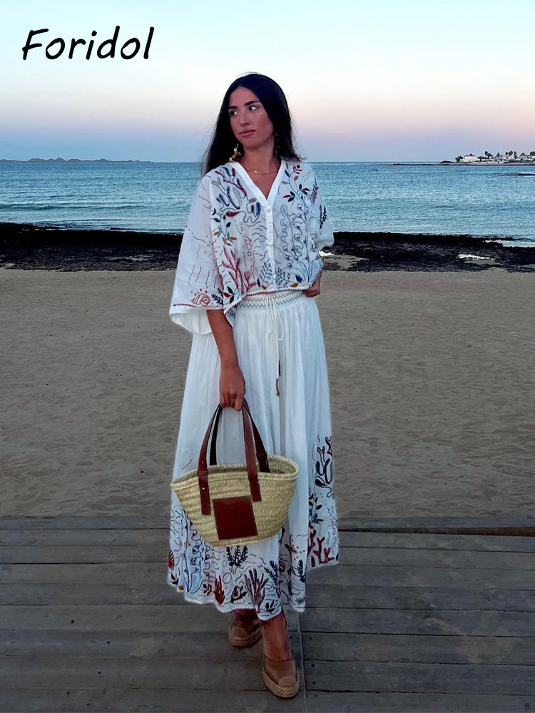 Foridol морской оргазм с вышив – обзор и цена Embroidery White Dress