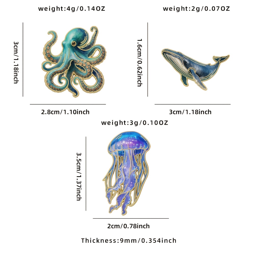 Эмалевый значок с медузой, ось – обзор и цена Embroidery Whale