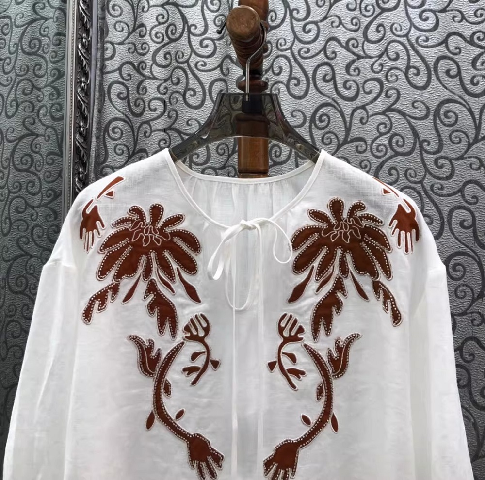 100% Льняные топы 2026 Весна-Л – обзор и цена Embroidery Yellow