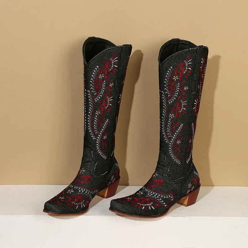 Синие джинсовые сапоги до коле – обзор и цена Embroidery Yes
