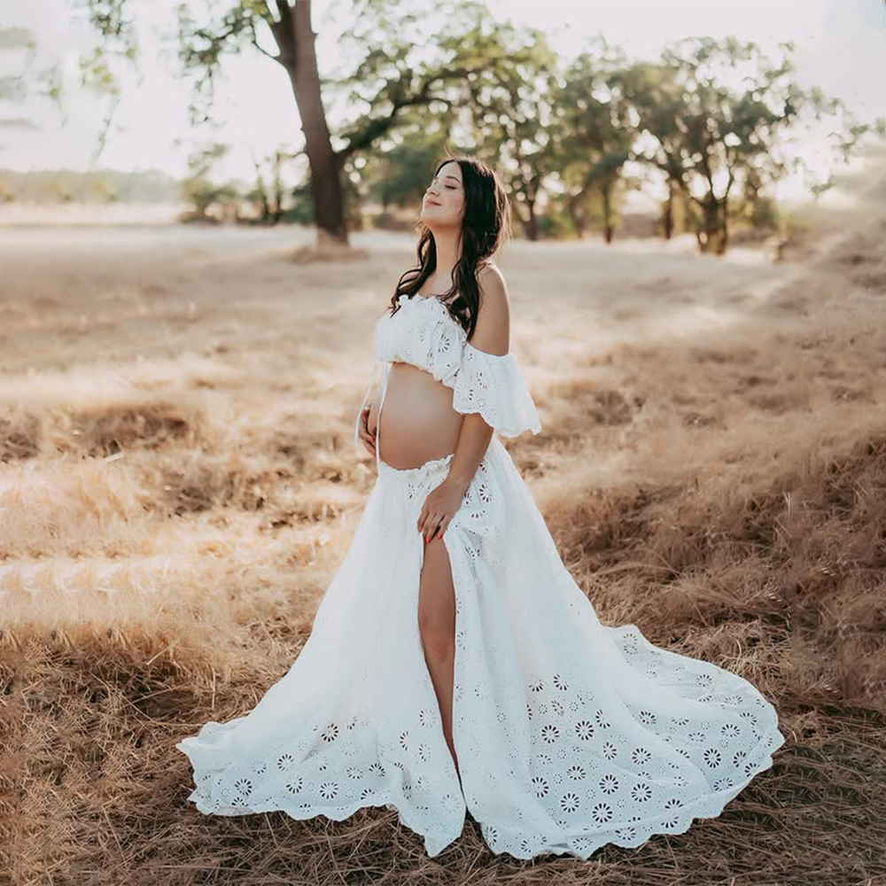 Платья для беременных больших  – обзор и цена Embroidery White Dress